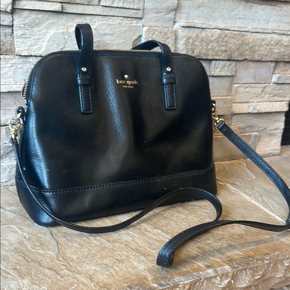 Kate Spade Black Satchel with Gold Accents